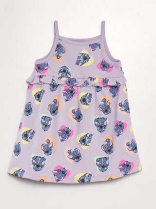 Vestito a coste 'Disney' con spalline sottili 'Stitch'