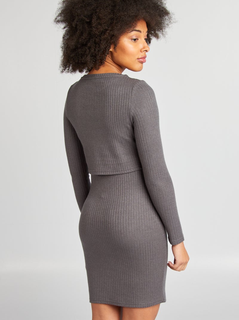 Vestito a coste per l'allattamento GRIGIO - Kiabi