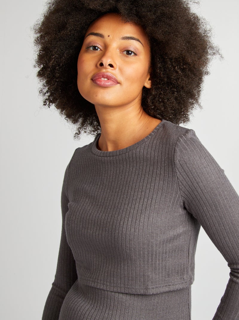 Vestito a coste per l'allattamento GRIGIO - Kiabi