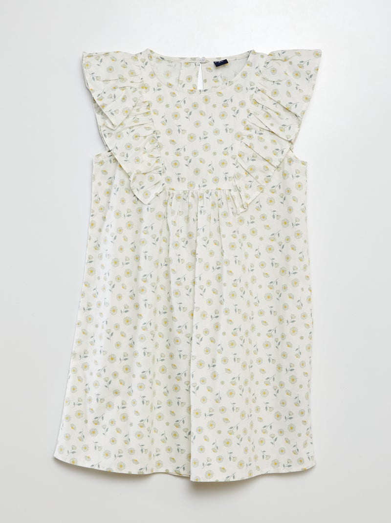 Vestito a maniche corte con dettagli volant BIANCO - Kiabi