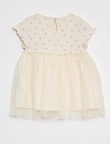 Vestito a maniche corte con fondo in tulle