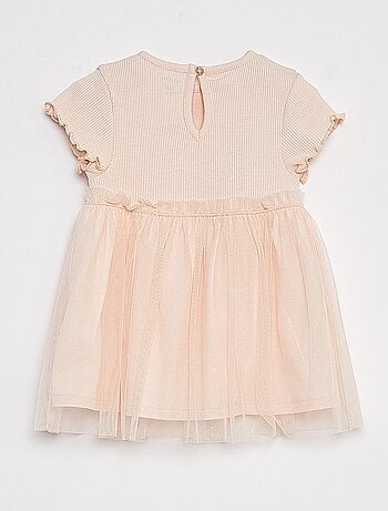 Vestito a maniche corte con fondo in tulle