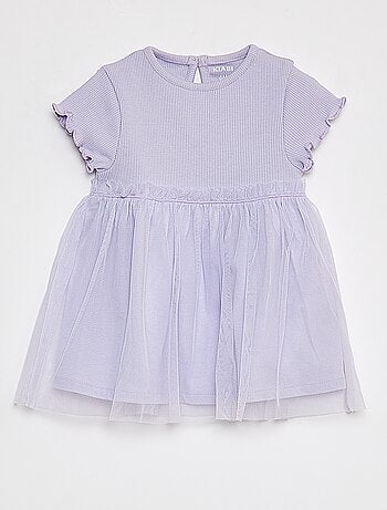 Vestito a maniche corte con fondo in tulle
