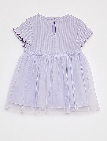 Vestito a maniche corte con fondo in tulle