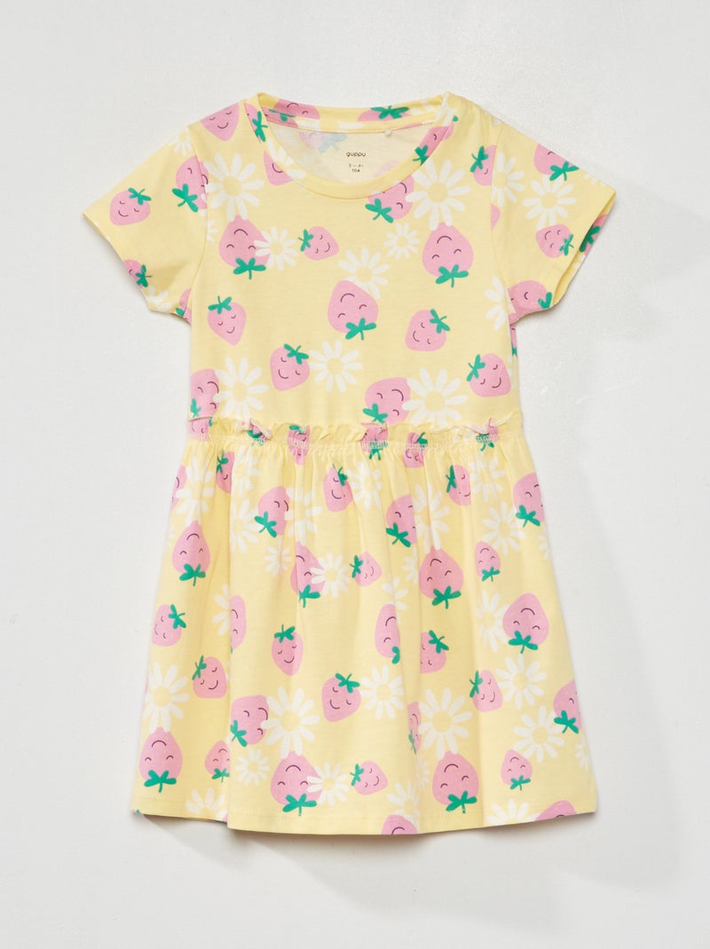 Vestito a maniche corte con stampa GIALLO - Kiabi