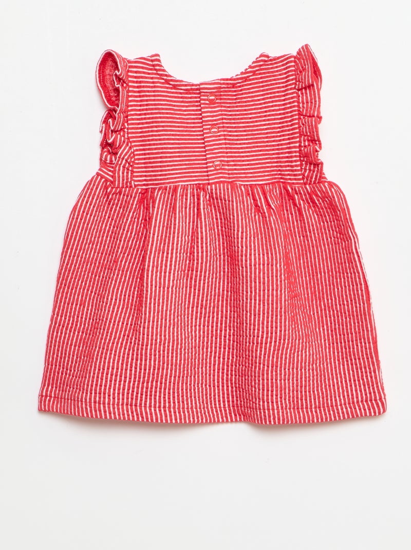 Vestito a maniche corte in maglia a costine Rosso - Kiabi