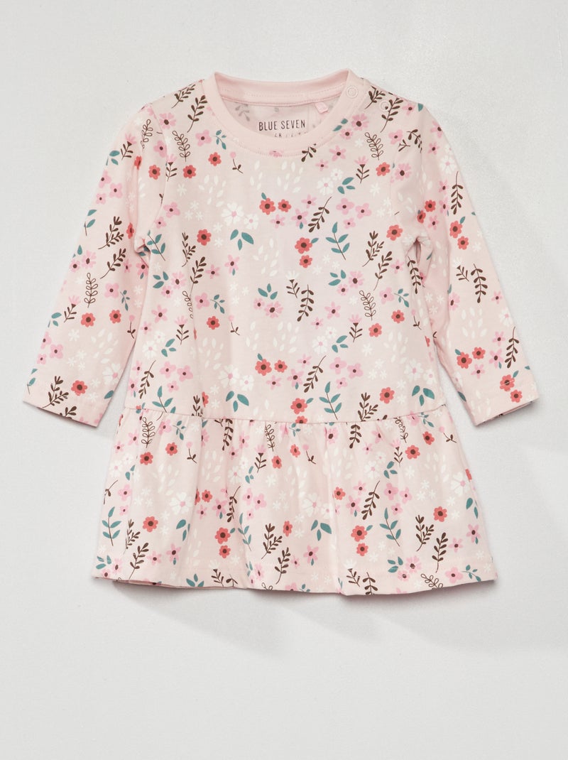 Vestito a maniche lunghe con stampa 'fiori' ROSA - Kiabi