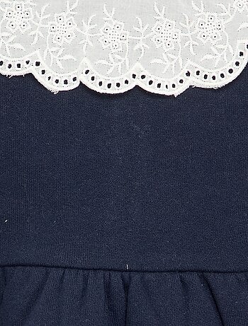 Vestito a maniche lunghe in felpa con colletto ricamato