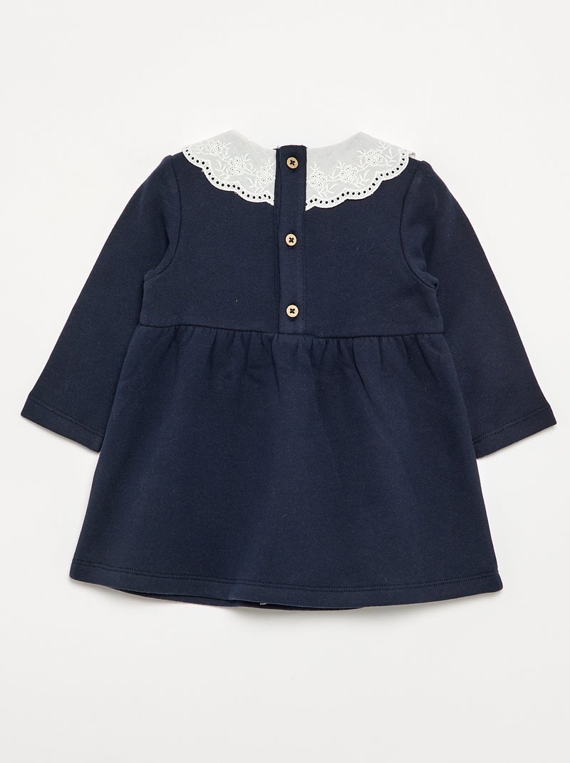 Vestito a maniche lunghe in felpa con colletto ricamato Blu - Kiabi