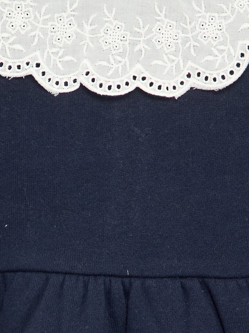 Vestito a maniche lunghe in felpa con colletto ricamato Blu - Kiabi