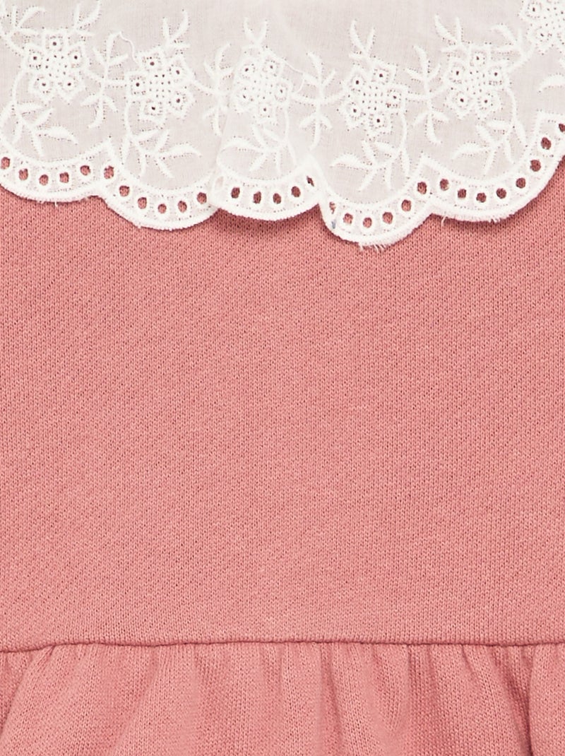 Vestito a maniche lunghe in felpa con colletto ricamato Rosa - Kiabi