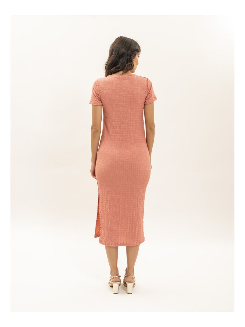 Vestito a mezza lunghezza aderente goffrato IENA Arancione corallo - Kiabi