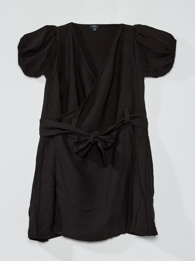 Vestito a portafoglio con cintura Nero - Kiabi