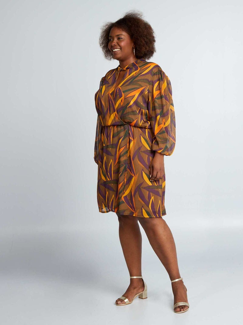 ABITO MIDI A PORTAFOGLIO IN MODAL - MARRONE - Foto 3