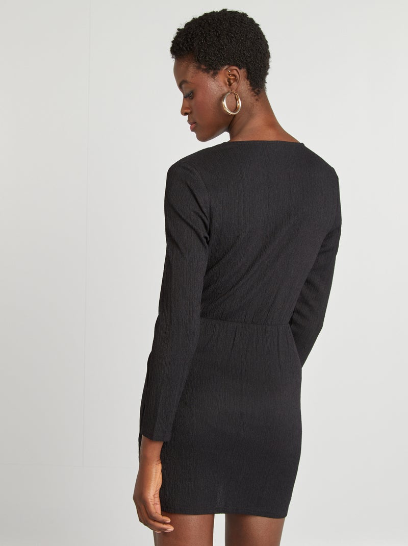 Vestito a portafoglio in maglia crêpe nero - Kiabi