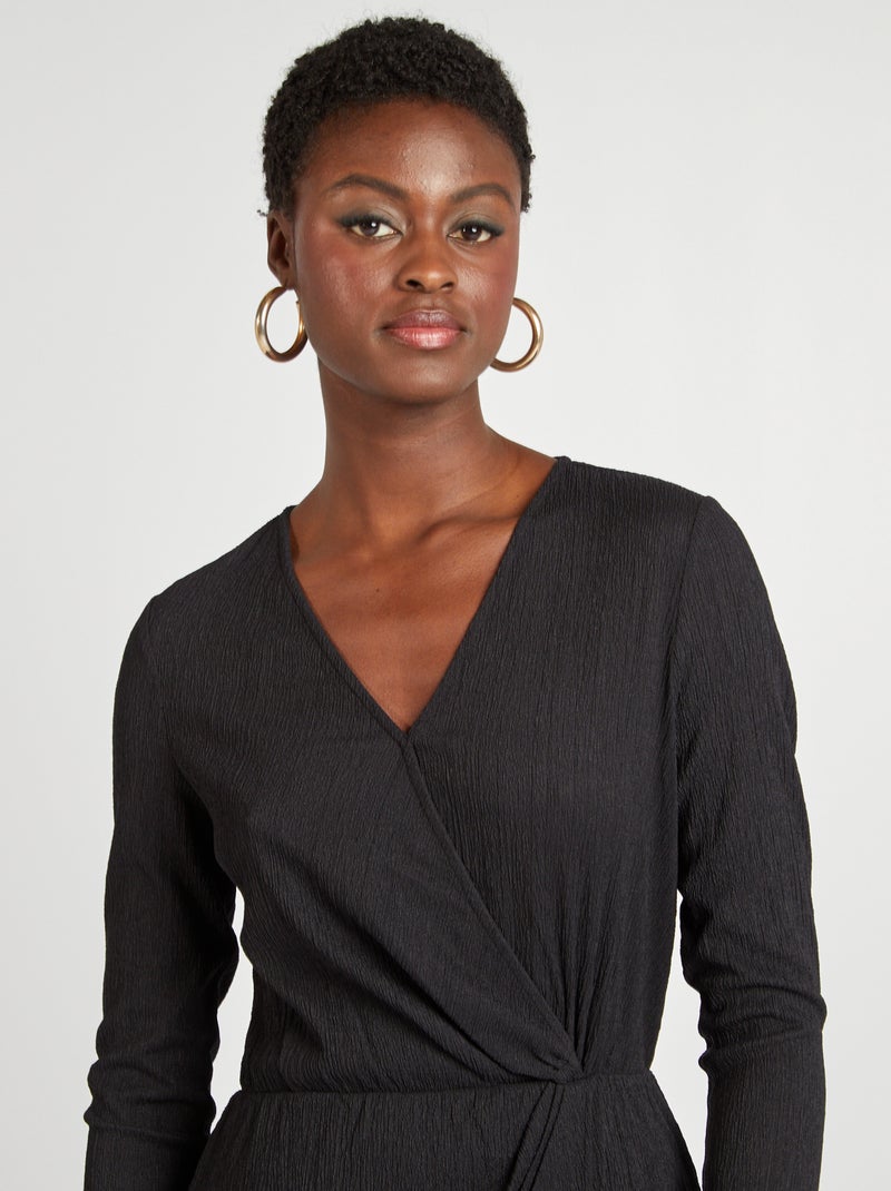 Vestito a portafoglio in maglia crêpe nero - Kiabi