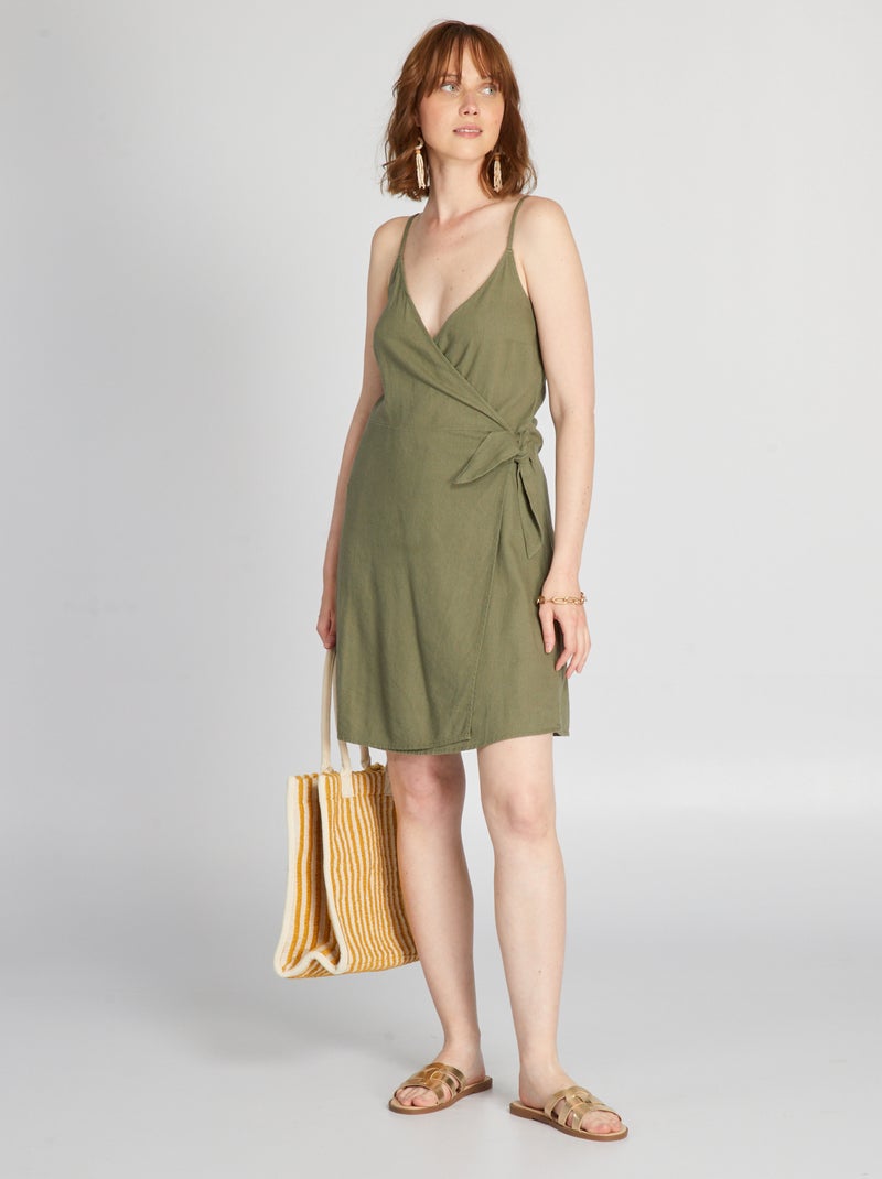 Vestito a portafoglio verde licheno - Kiabi