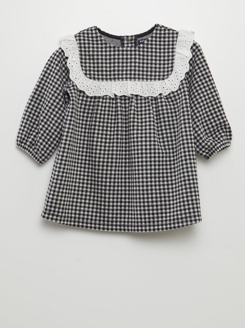 Vestito a quadri vestito con ricami - ricamo GRIGIO - Kiabi