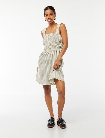 Vestito a righe in tessuto goffrato con spalline larghe
