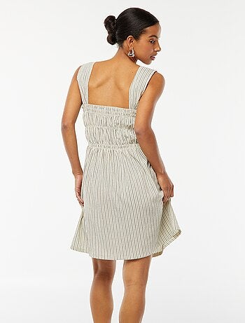 Vestito a righe in tessuto goffrato con spalline larghe