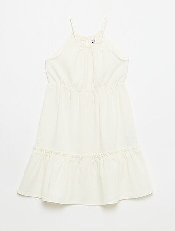 Vestito a tinta unita con spalline e balze