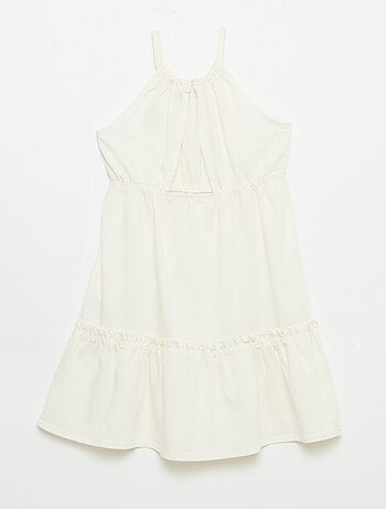 Vestito a tinta unita con spalline e balze