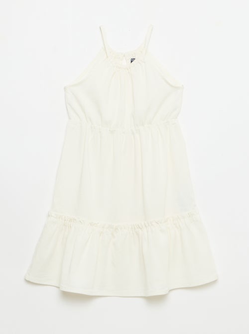 Vestito a tinta unita con spalline e balze - Kiabi