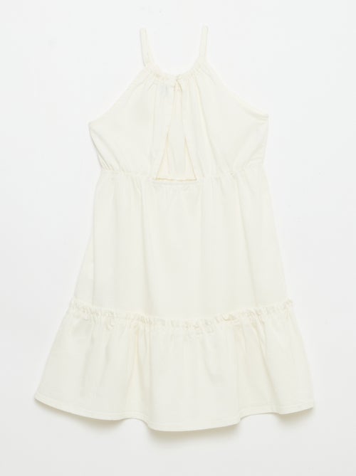 Vestito a tinta unita con spalline e balze - Kiabi