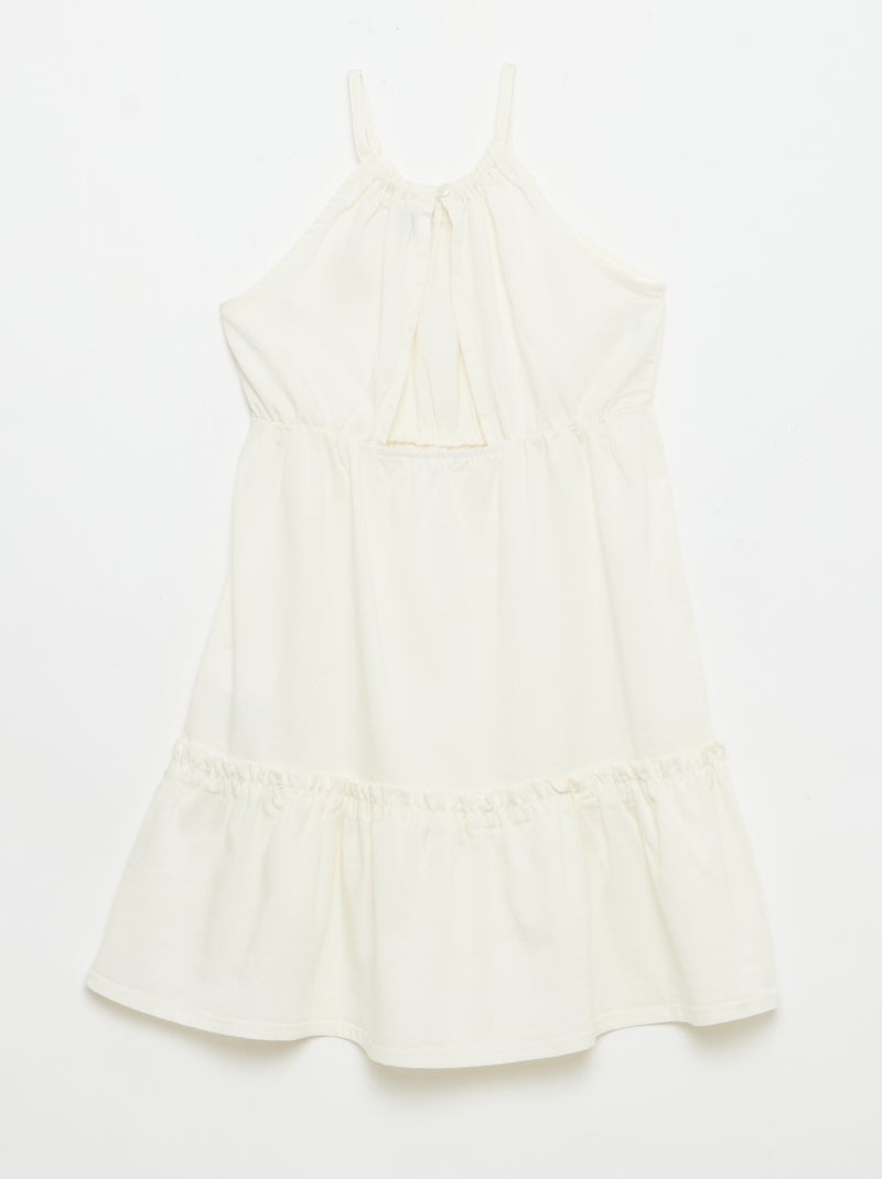 Vestito a tinta unita con spalline e balze Beige - Kiabi