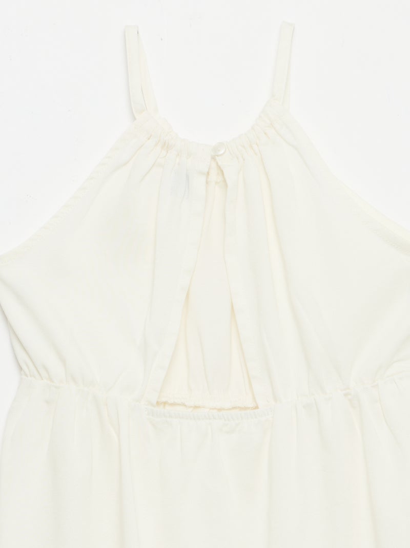 Vestito a tinta unita con spalline e balze Beige - Kiabi