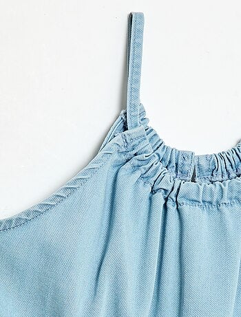 Vestito a tinta unita con spalline e balze