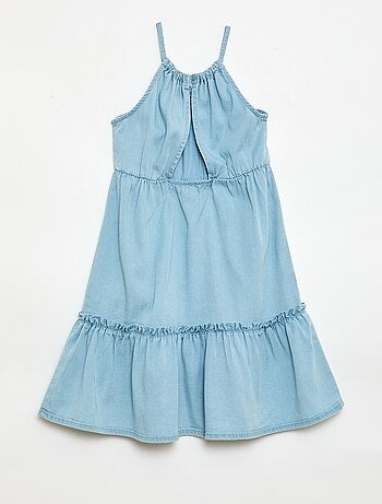 Vestito a tinta unita con spalline e balze