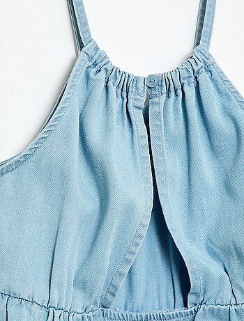 Vestito a tinta unita con spalline e balze