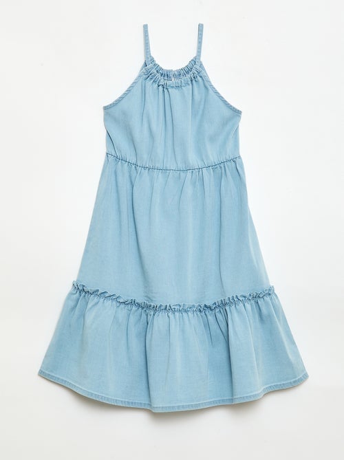 Vestito a tinta unita con spalline e balze - Kiabi