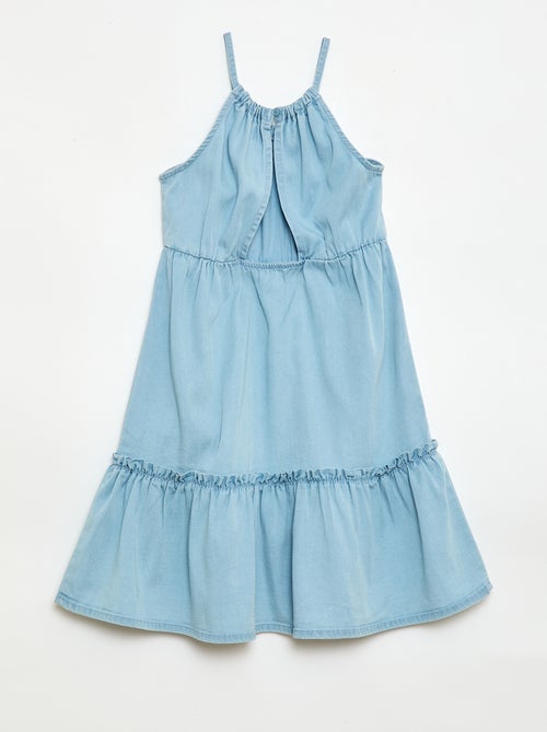 Vestito a tinta unita con spalline e balze - Kiabi