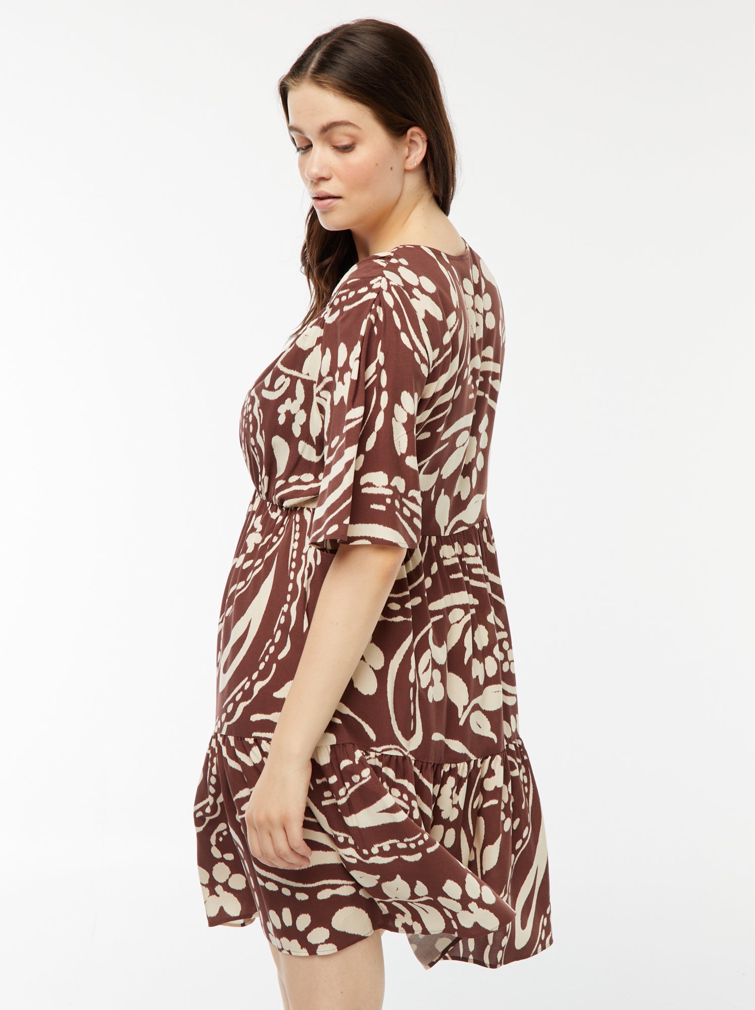 Tissu Kurta Donna Verde Salvia A Trapezio Con Stampa Floreale | Abito Lungo In Viscosa Rayon, Maniche 3/4
