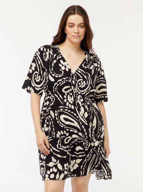 Vestito a trapezio con stampa con volant sul fondo - Kiabi