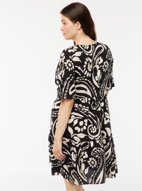 Vestito a trapezio con stampa con volant sul fondo - Kiabi