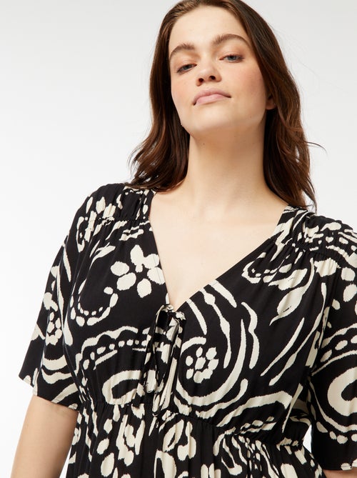 Vestito a trapezio con stampa con volant sul fondo - Kiabi