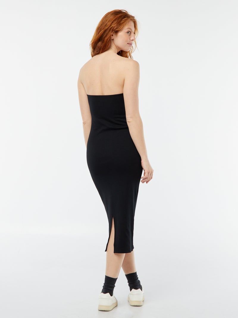 Vestito bustier a coste nero - Kiabi
