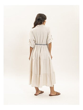Vestito camicia lungo con cintura ITONIA