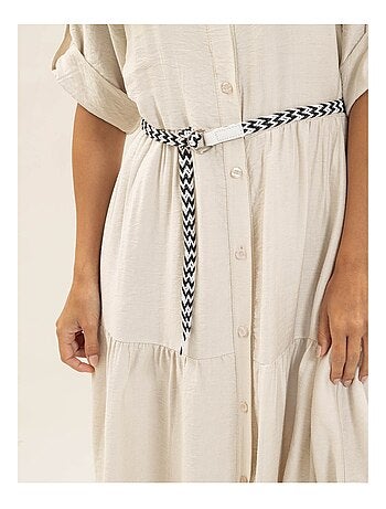 Vestito camicia lungo con cintura ITONIA