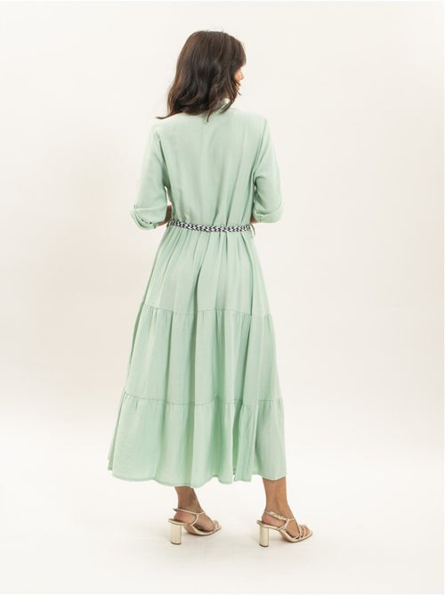Vestito camicia lungo con cintura itonia - Kiabi Vestito camicia lungo con cintura itonia - Kiabi
