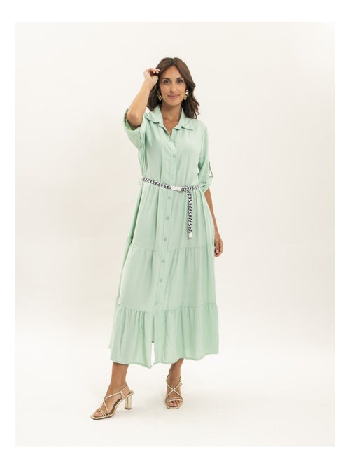 Vestito camicia lungo con cintura itonia - Kiabi Vestito camicia lungo con cintura itonia - Kiabi