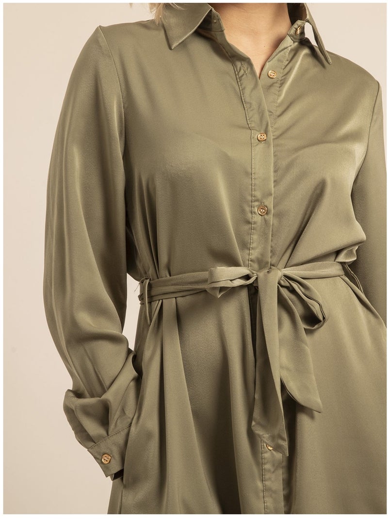 Vestito camicia lungo ISELINE Cachi - Kiabi