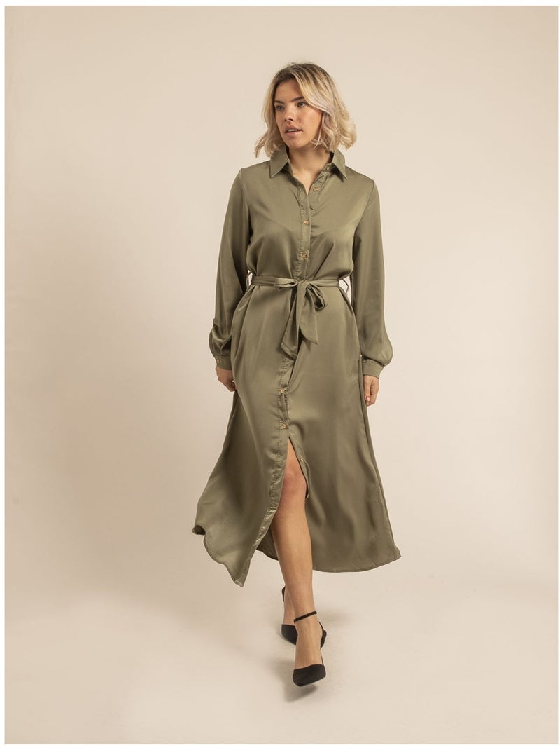 Vestito camicia lungo ISELINE Cachi - Kiabi