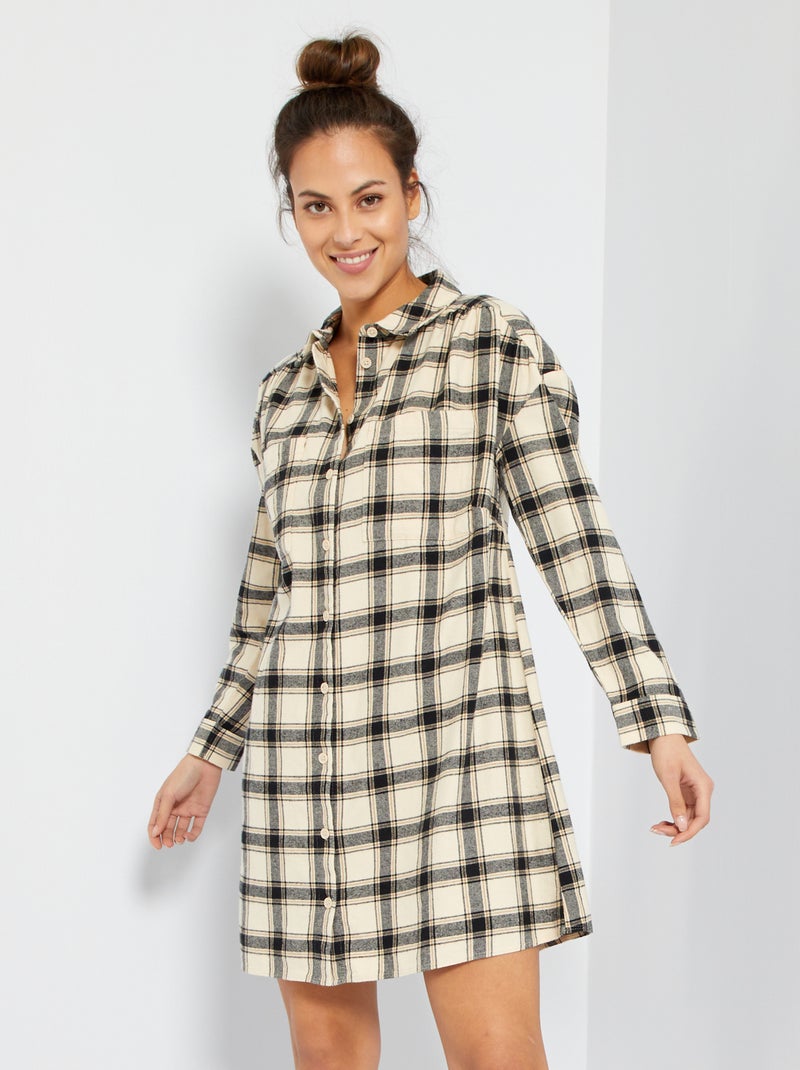 Vestito chemisier a quadri BEIGE - Kiabi