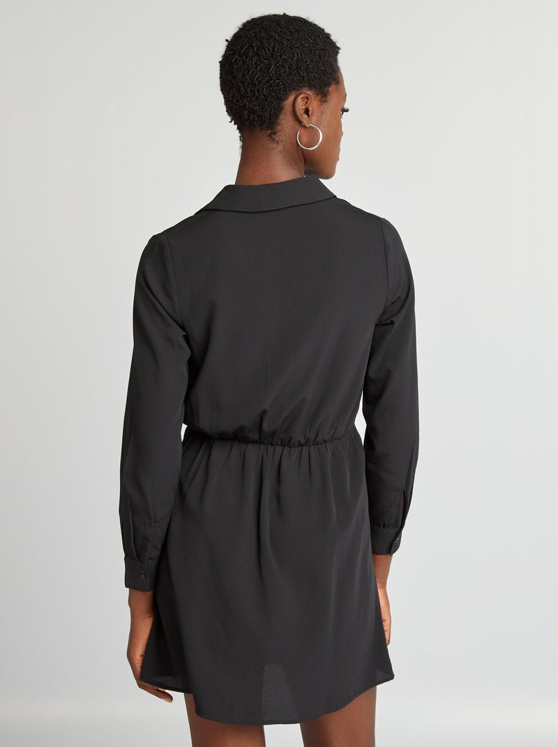 Vestito chemisier effetto satinato nero - Kiabi