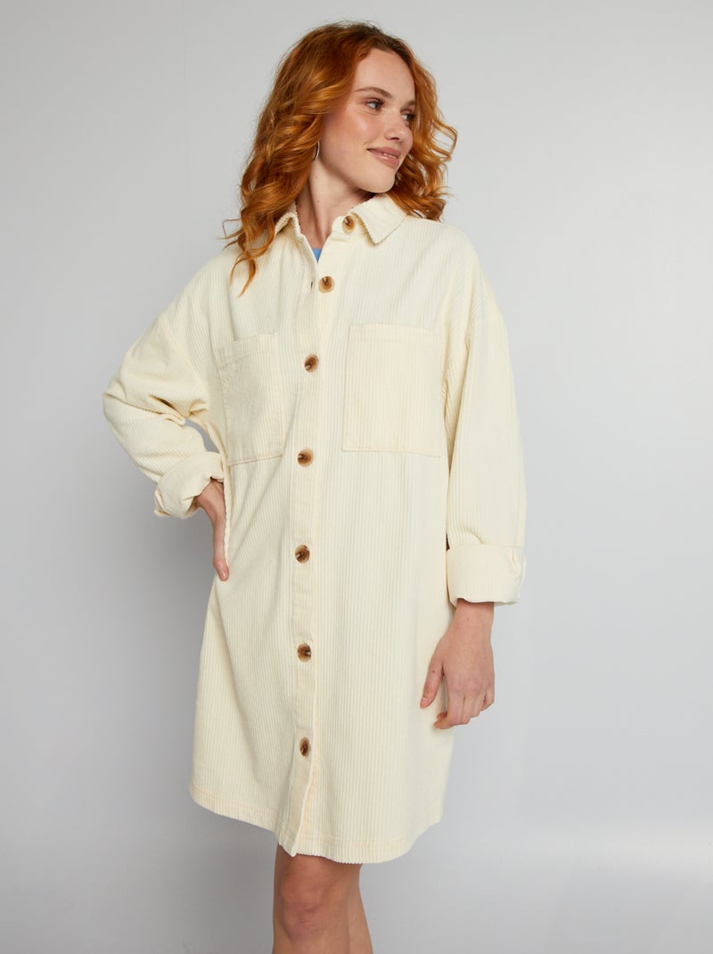 Vestito chemisier in velluto BEIGE - Kiabi