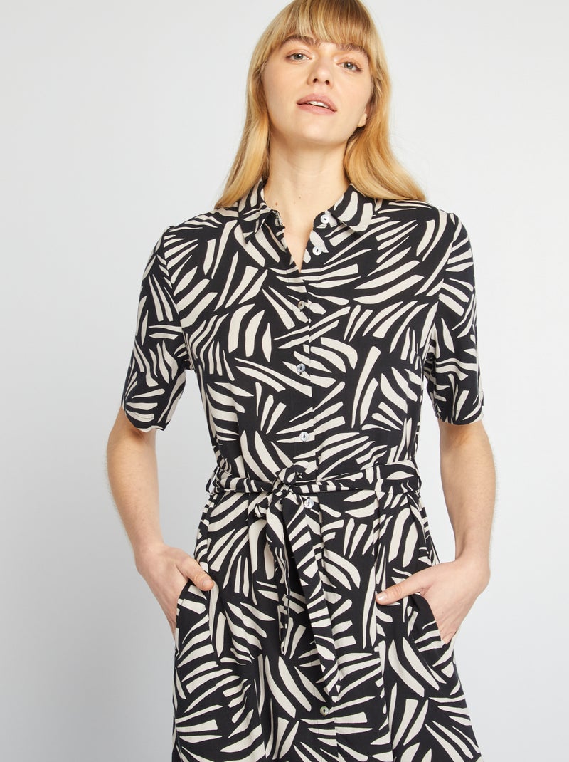 Vestito chemisier lungo con motivo NERO - Kiabi